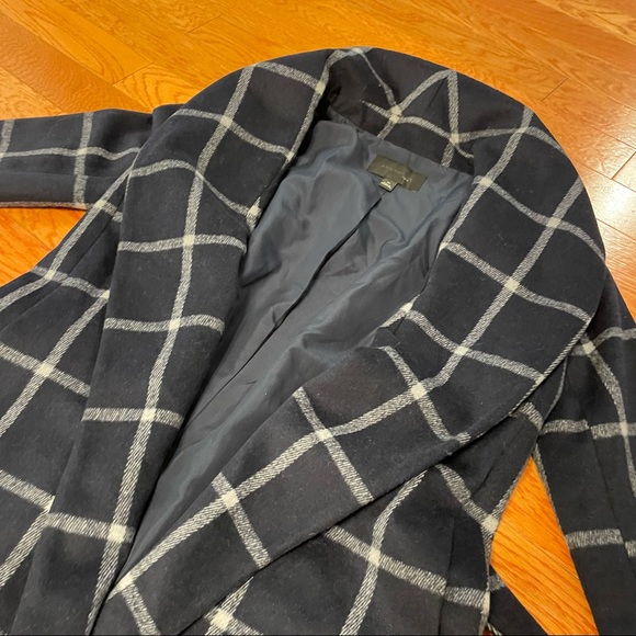 Ann Taylor Windowpane Plaid Wool Coat with tie - Picture 7 of 7